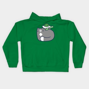 Blue Cat and Tiny Turtle Kids Hoodie